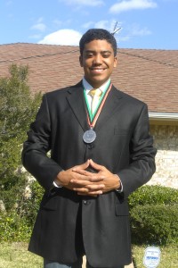 Cameron wearing Silver Medal